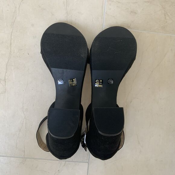 Chinese Laundry Sz US 10 Sandals Heels Shoes Black Suede Ankle Strap NWOB - Picture 10 of 12